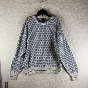 VTG Alexander Julian Sweater Mens Large Multicolor Striped Cotton Crew Neck 7853